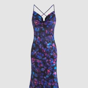 Jessa pansy floral midi dress purple, pink